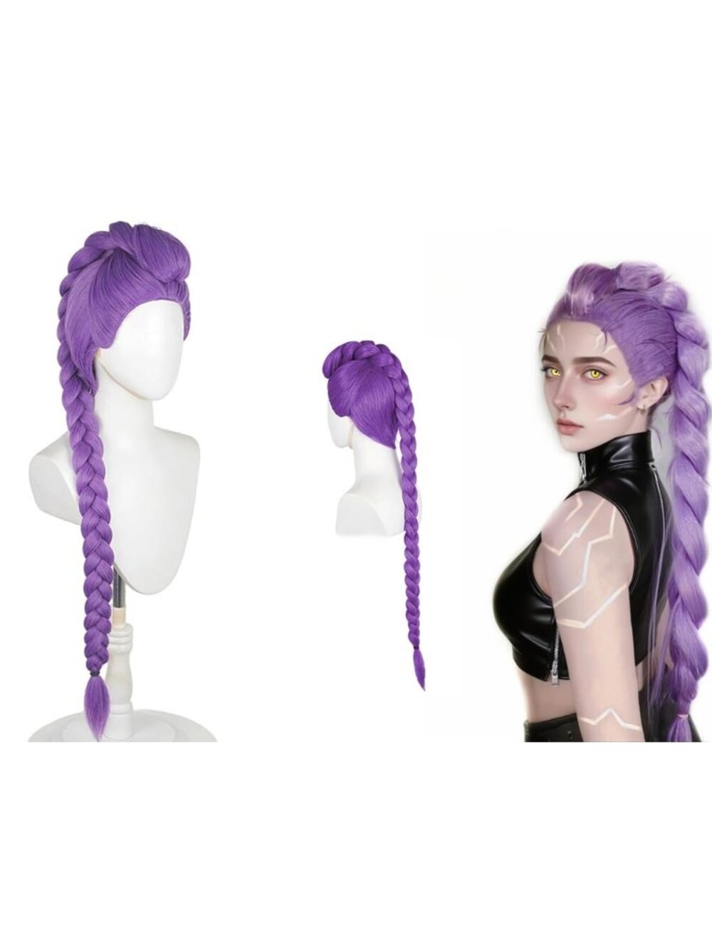 Women's Purple 1 Synthetic Fiber Cosplay Halloween Costume Double Braid Wigs